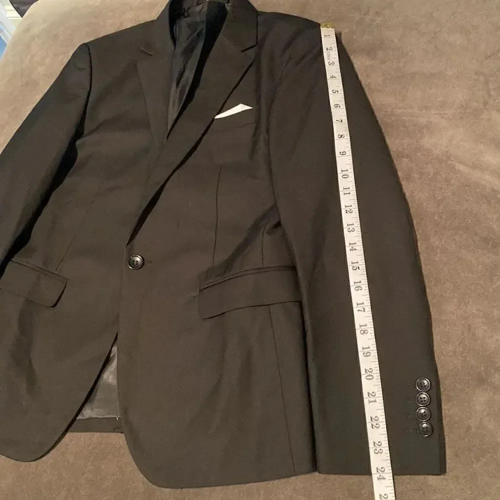 Men’s Black Suit Jacket Blazer One Button Notched Lapel Size 32 NWOT